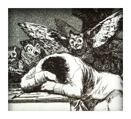 Detail, The sleep of reason produces monsters, Goya 1797-8